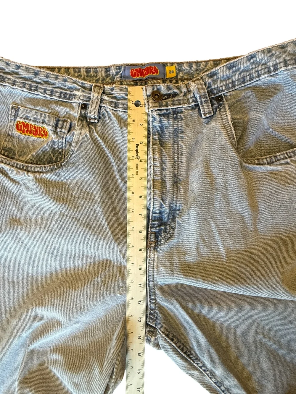 Empyre Relax Jeans Mens 36 Light Wash Baggy Wide Leg Skate Denim Y2K 100% Cotton
